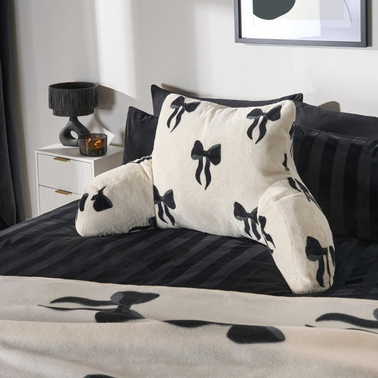 Bow Print Cuddle Cushion - Monochrome