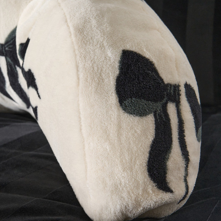 Bow Print Cuddle Cushion - Monochrome