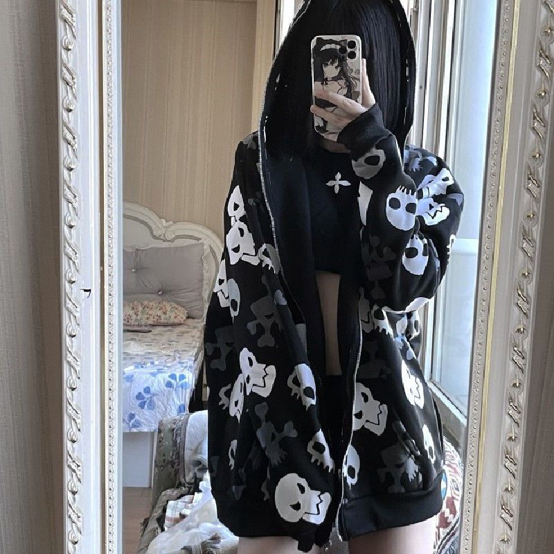 Lightweight Dark Wind Skull Cardigan Hoodie