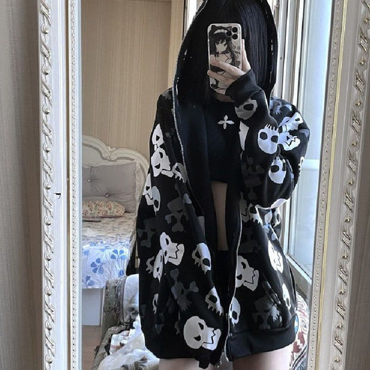Lightweight Dark Wind Skull Cardigan Hoodie