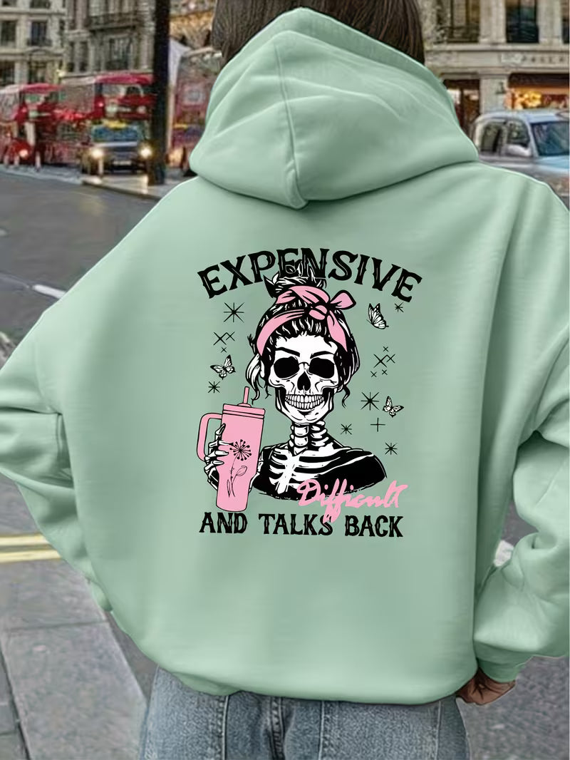 Skull Printed Hoodie for Women