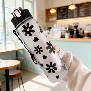 750ML Matte Water Bottle with Cute Pattern
