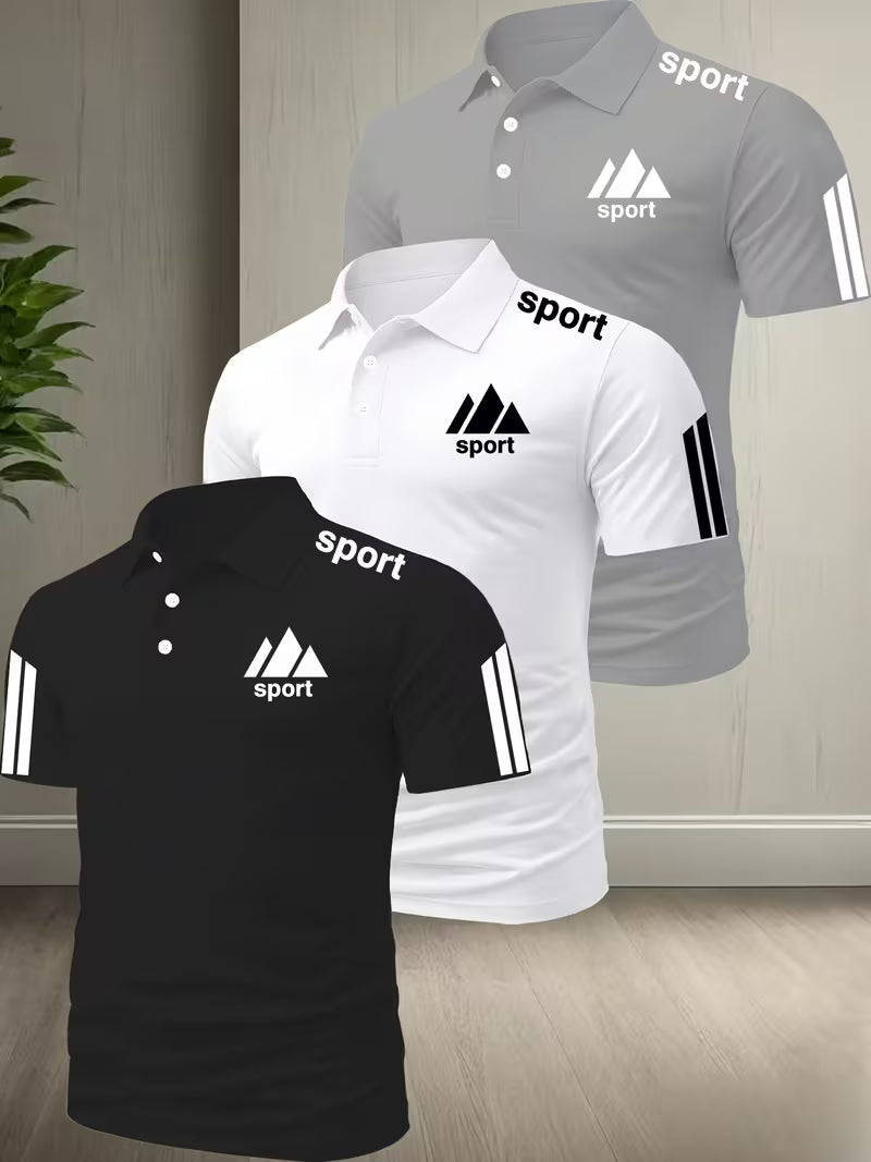 3 PC Set Solid-Color Polo Shirts