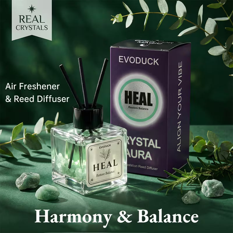50ml Crystal Reed Diffuser Eucalyptus & Green Tea with Real Crystals