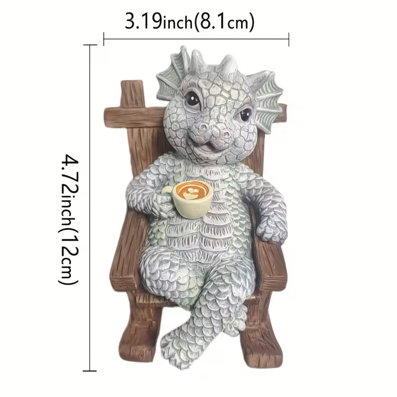 Rocking Chair Little Dragon Resin Statue