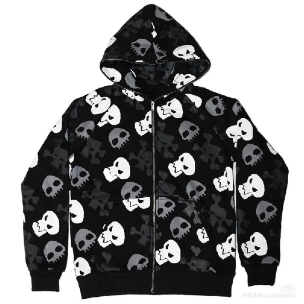 Lightweight Dark Wind Skull Cardigan Hoodie