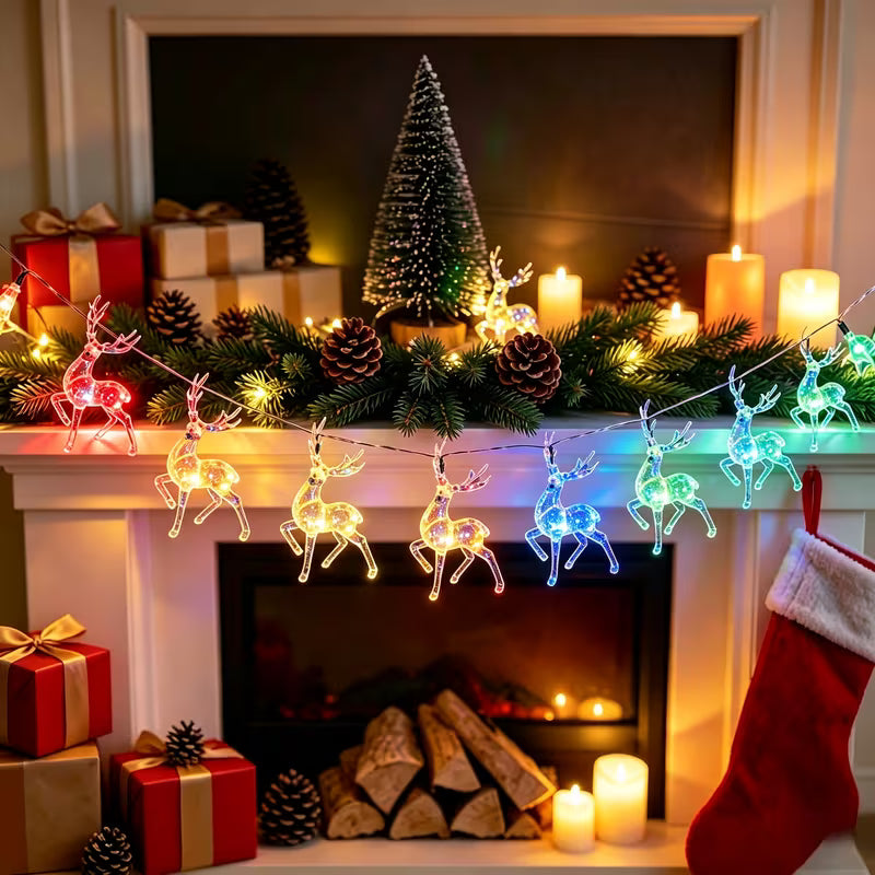 200cm 10-LED Christmas Reindeer String Lights