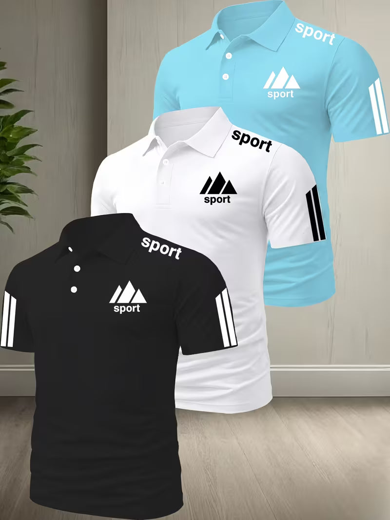 3 PC Set Solid-Color Polo Shirts