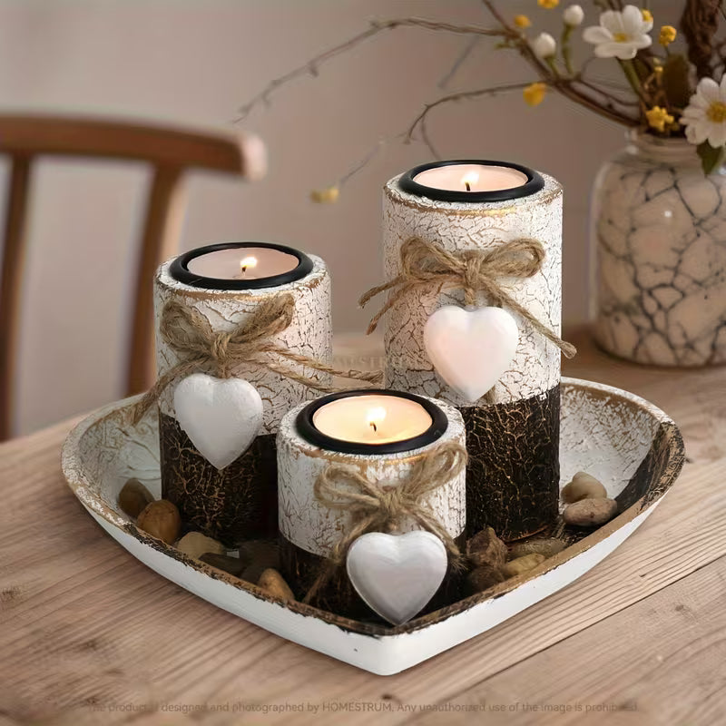 4pcs Wooden Candlestick Set