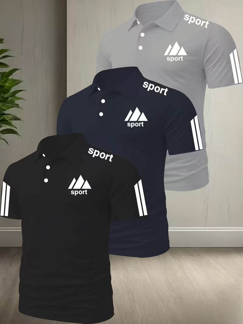 3 PC Set Solid-Color Polo Shirts