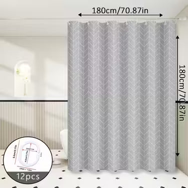 Gray Modern Grid Shower Curtain