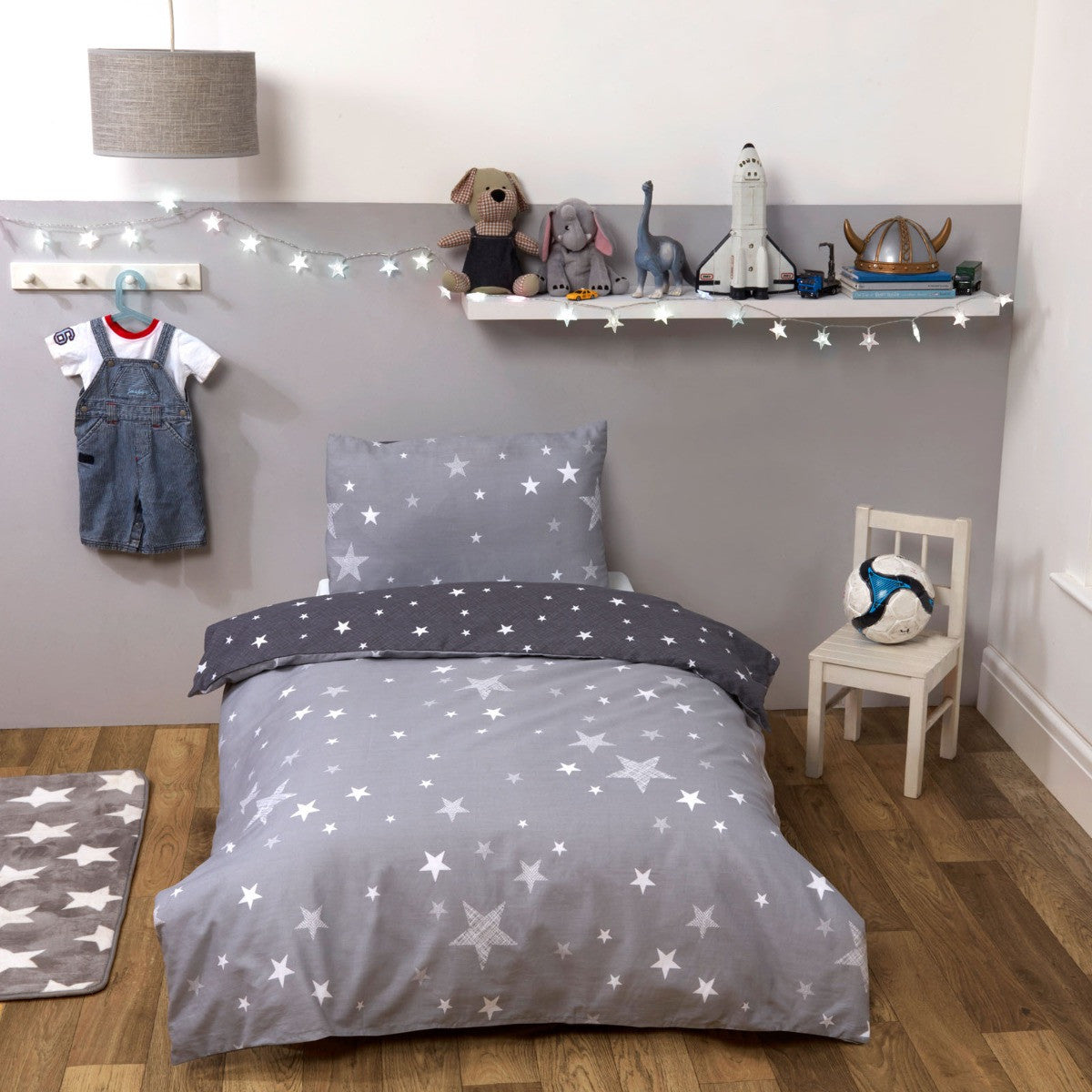 Textured Stars Duvet Set - Grey