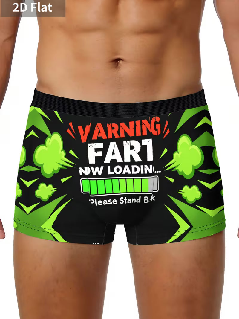 2D Print Design Warning Fart Loading Boxers