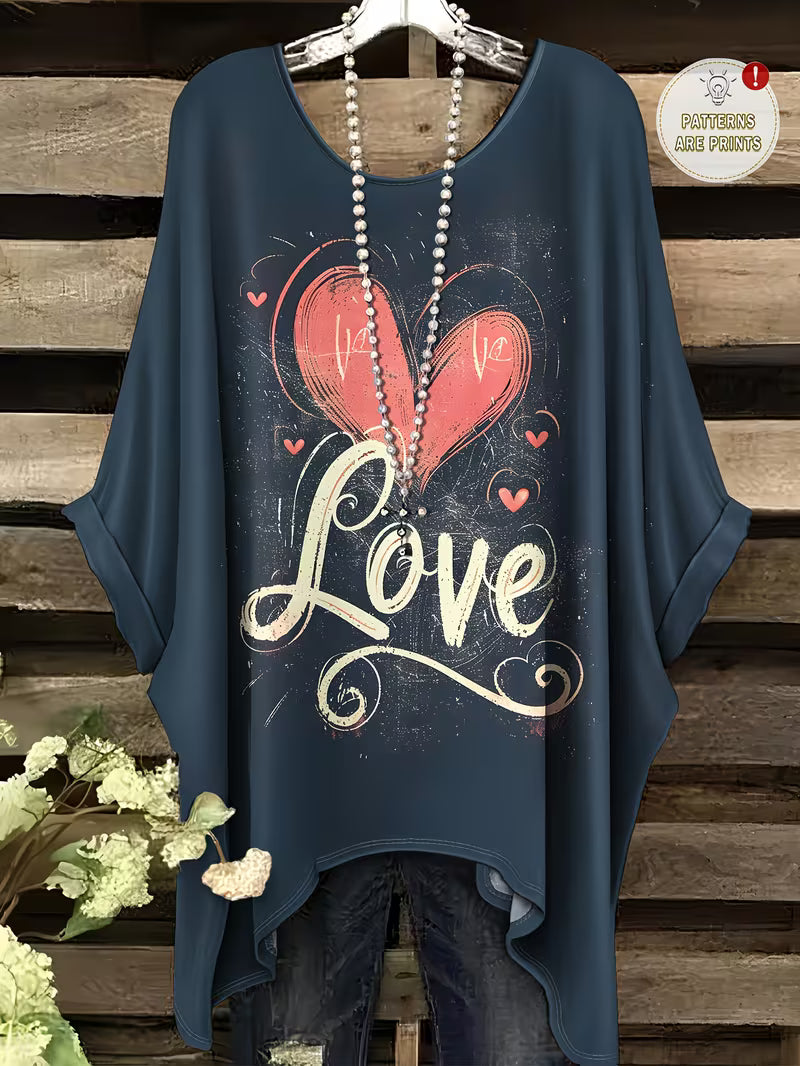 Summer Plus Size Pink Heart Pattern Print T-Shirt