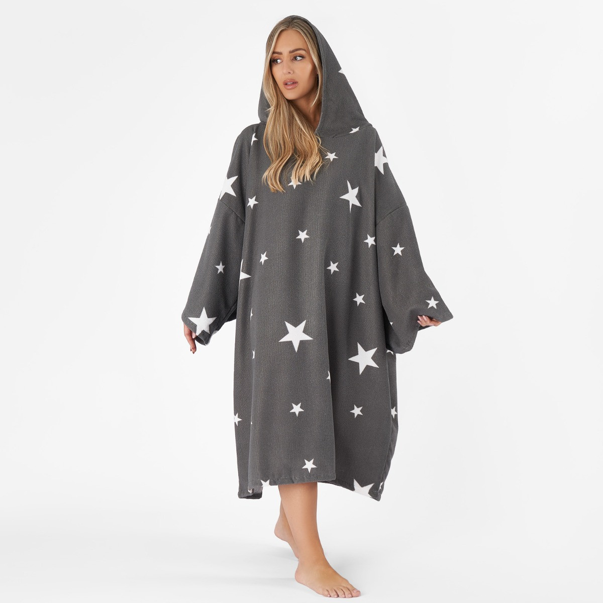 Adult Towel Poncho Star Print  Navy or Grey