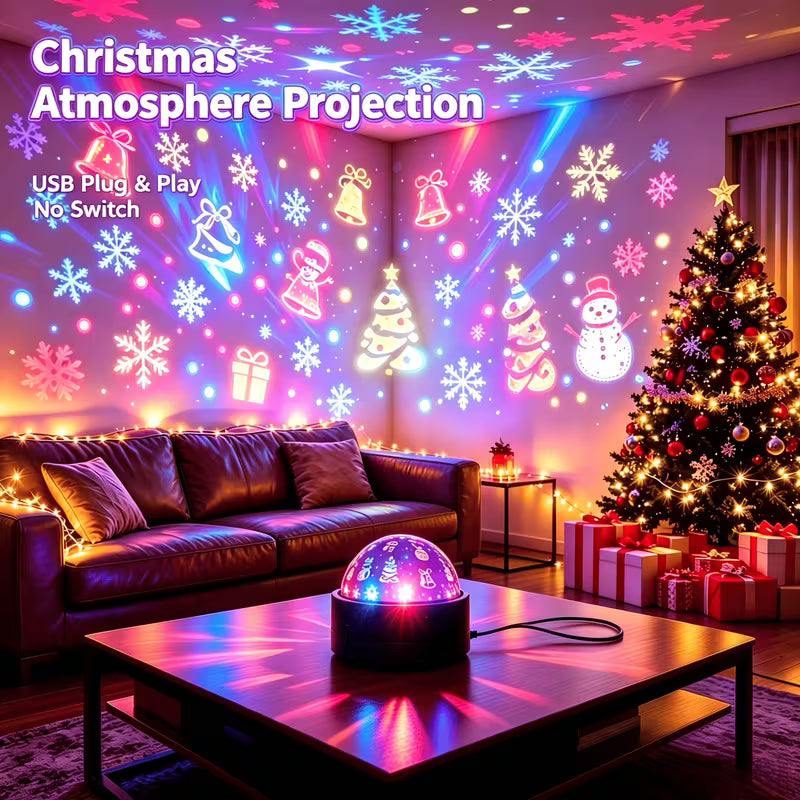 Multi-function Lunar Christmas Theme Indoor Projection USB Lamp