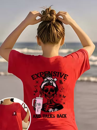 Girls Skull Slogan T Shirt