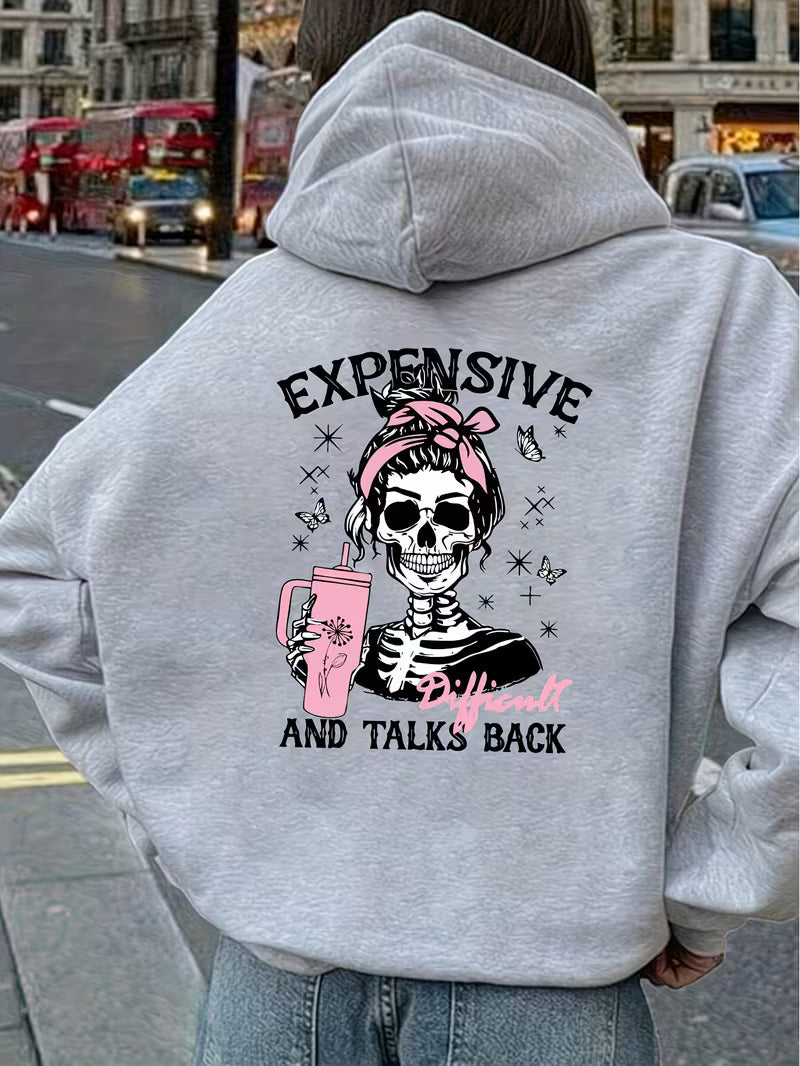 Skull Printed Hoodie for Women