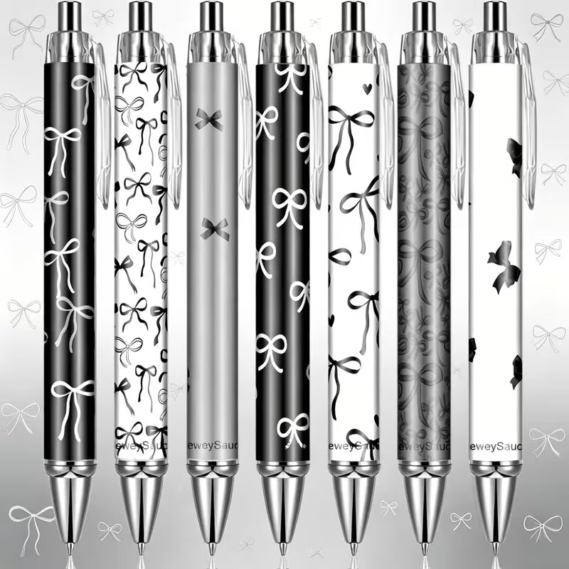 7pcs Creative Black Bow Ballpoint Pens