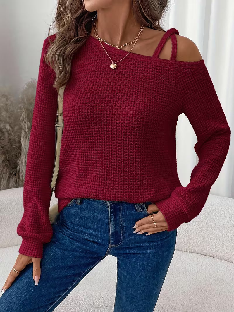 Women's Casual Cross-Strap Long Sleeve Fashion T-Shirt