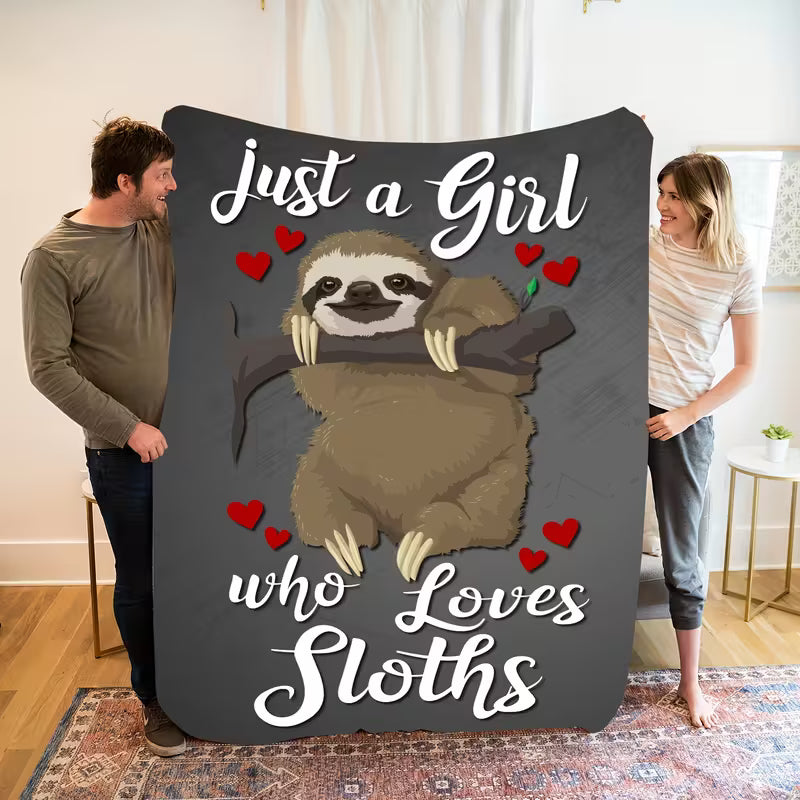 Just A Girl Who Loves Sloths Flannel Blanket