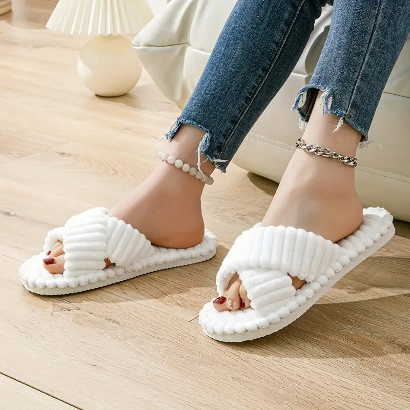 Women'S Cross-Stripe Slip-On Slippers
