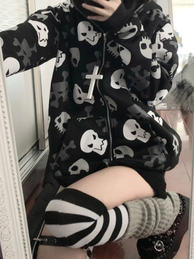 Lightweight Dark Wind Skull Cardigan Hoodie