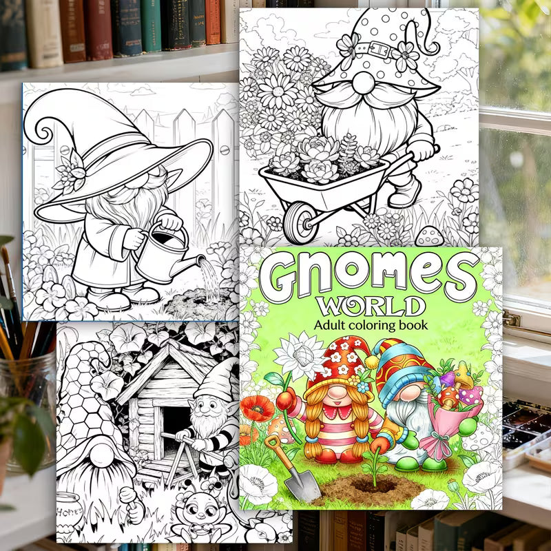 20 X 20 Inch Gnome Mandala Relax Adult Coloring Book