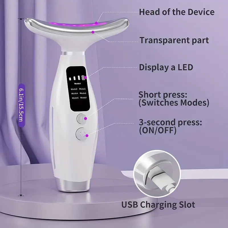 7-in-1 LED Facial Massager & Neck Beauty Device