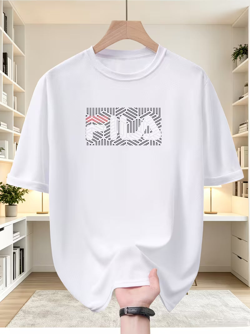Men'S Easy Solid Color Print Round Neck T-Shirt