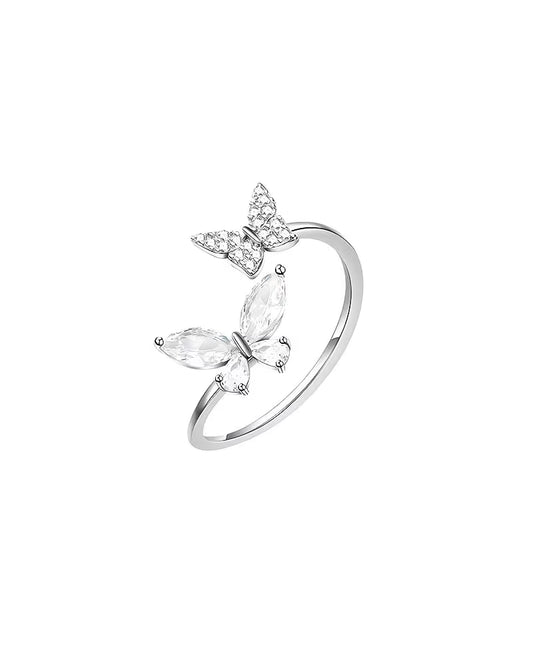 925 Sterling Silver Butterfly Adjustable Ring