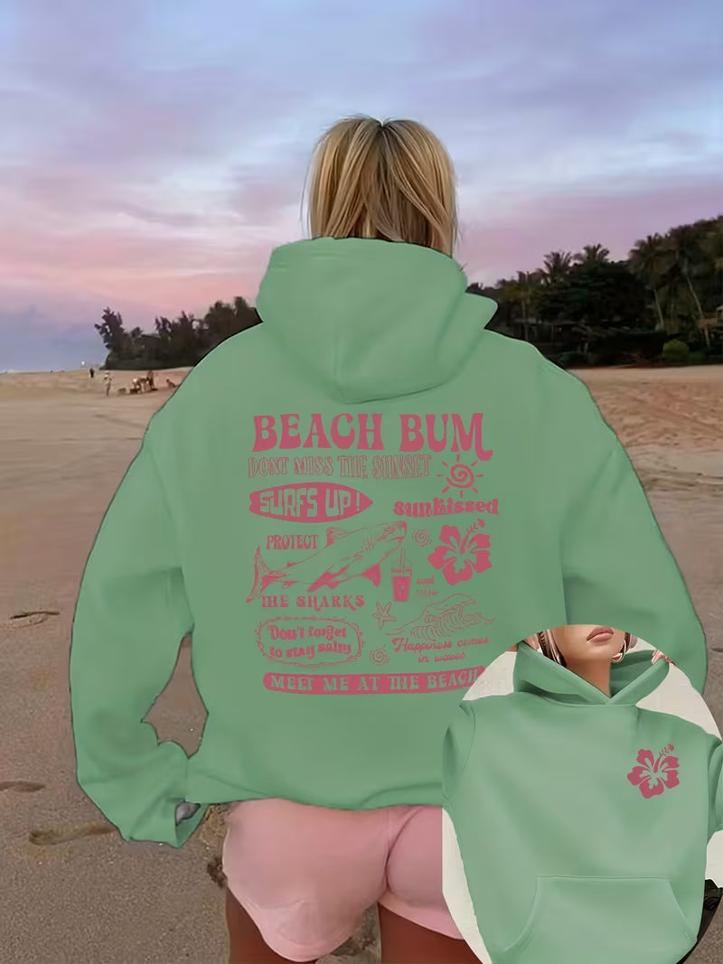 Double-Sided Pattern Hooded Women'S Sweatshirt