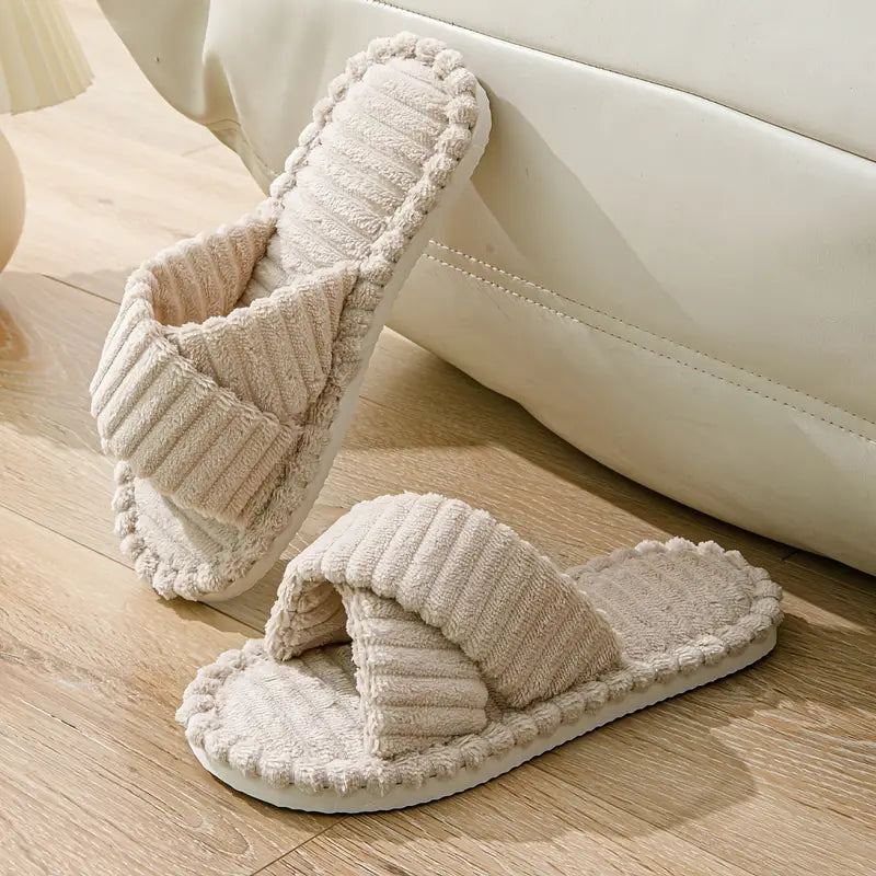 Women'S Cross-Stripe Slip-On Slippers