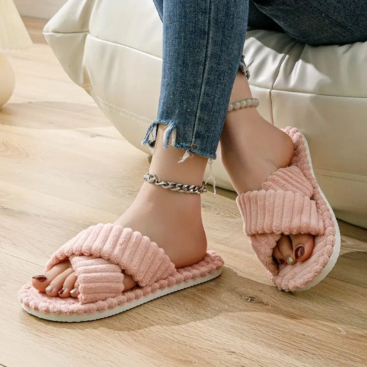 Women'S Cross-Stripe Slip-On Slippers