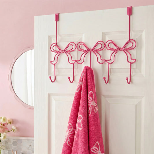 Bow Metal Over Door Hook - Pink