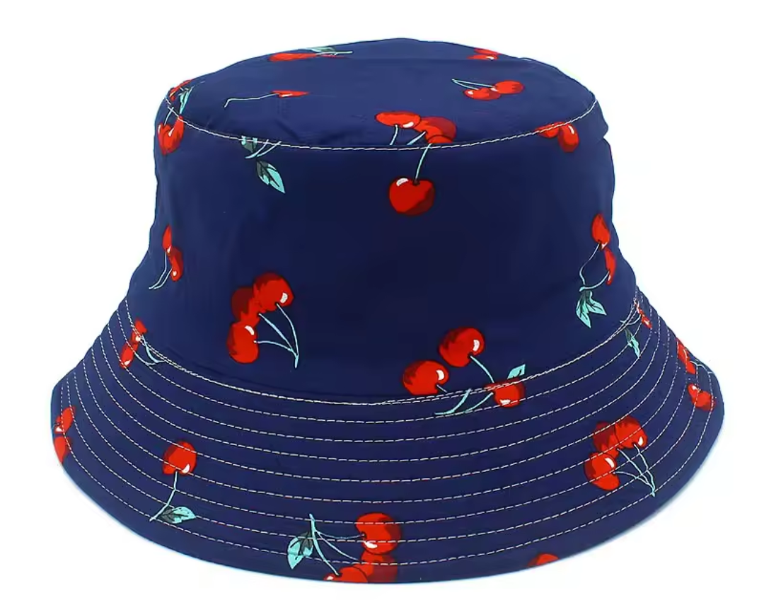 Girls Cherry Print Bucket Hat
