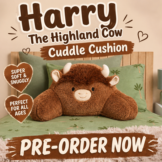 Harry The Highland Cow Cuddle Cushion - Brown