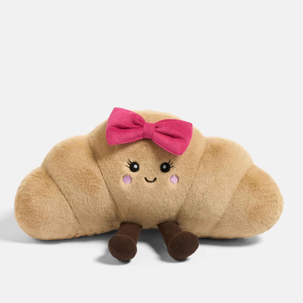 Chloe The Bow Croissant Cushion - Natural/Hot Pink