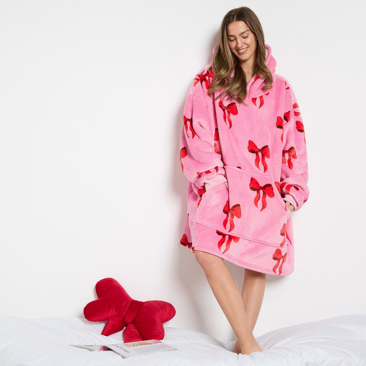 Bow Print Hoodie Blanket