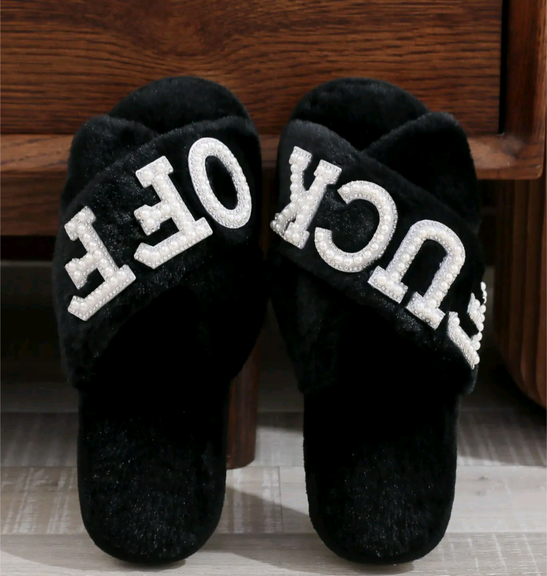 Funny Rude Black Slippers