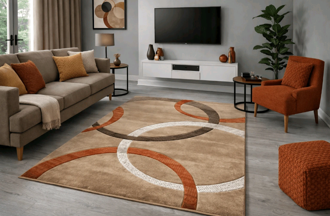 Modern Silver Rings Rug