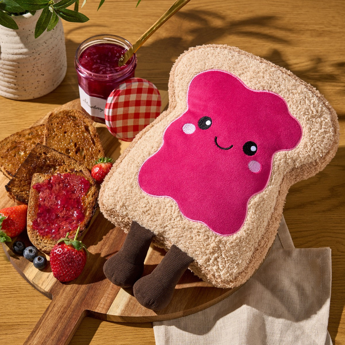 Rosie The Jam Toast Cushion - Hot Pink/Natural