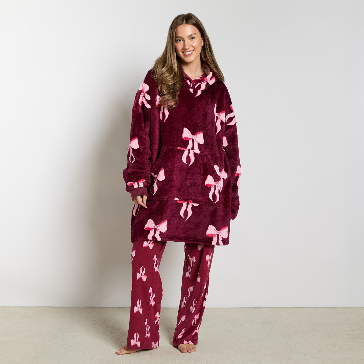 Bow Print Hoodie Blanket
