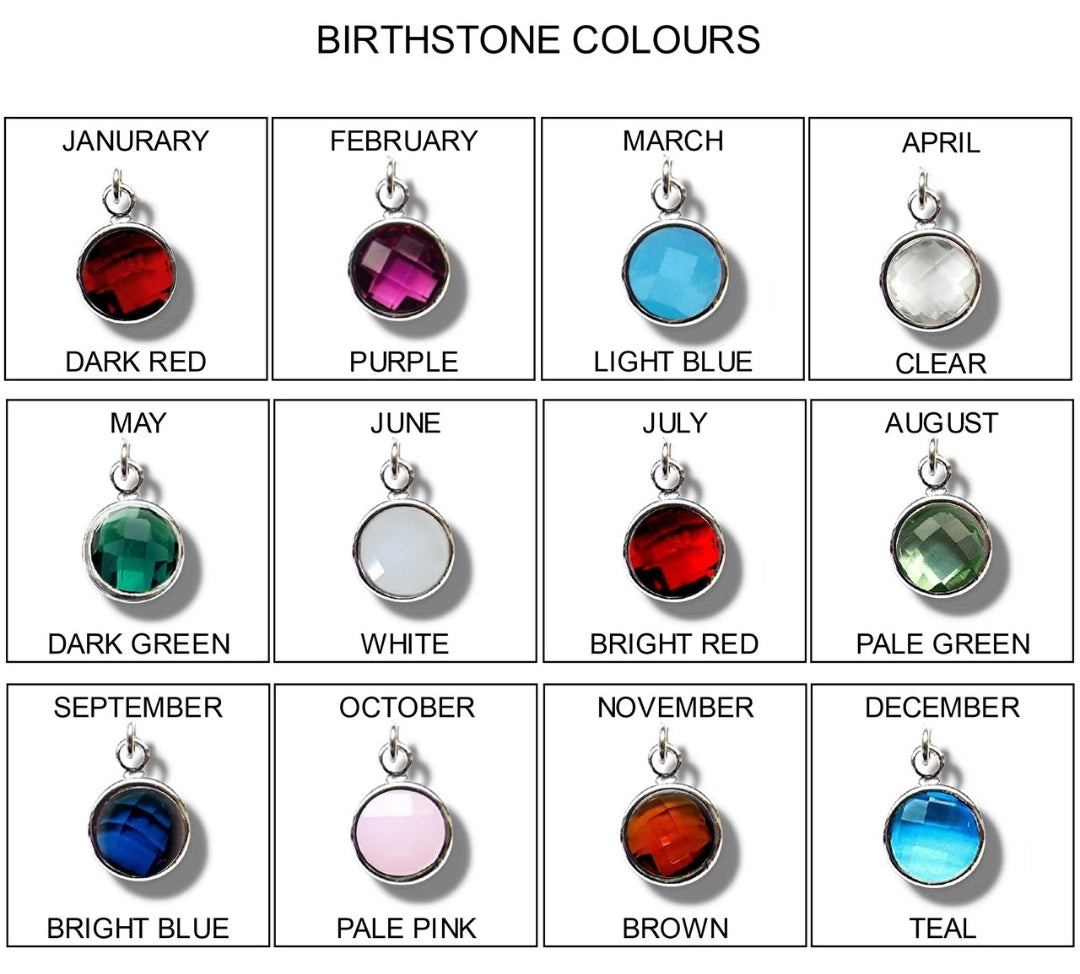 Silver Drop Earrings with Birthstone