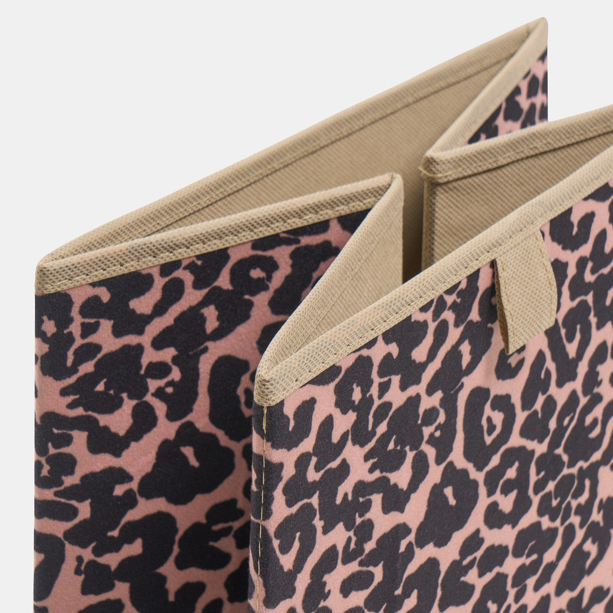 Leopard Print Cube Storage Boxes, Natural - 2 Pack