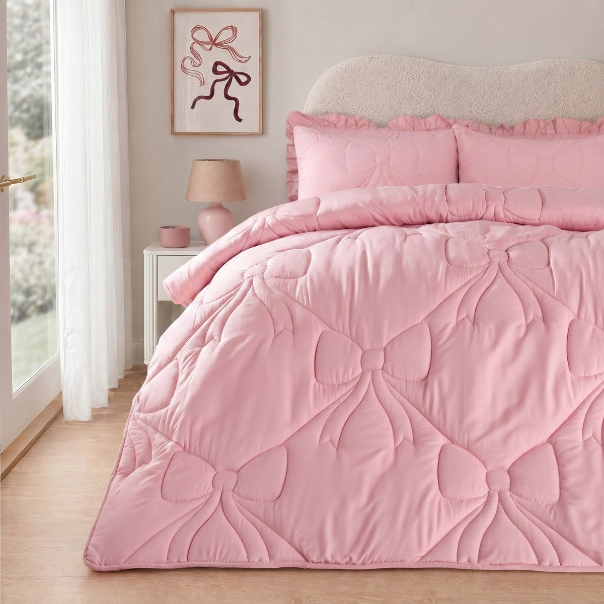 Diamond Bow Quilted Coverless 7.5 Tog Duvet Set
