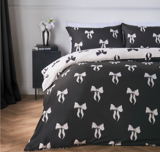 Reversible Bow Print Duvet Set