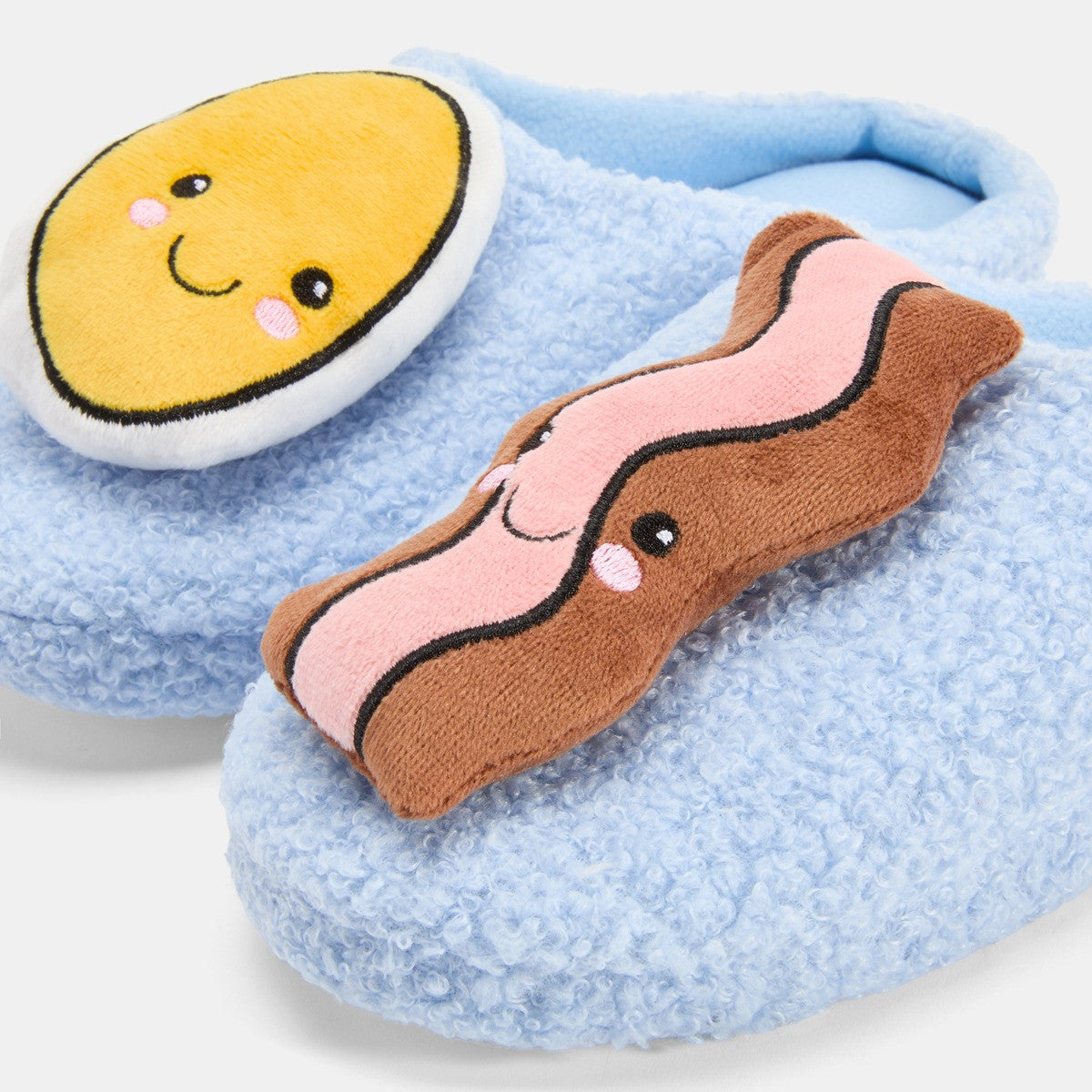 & Bacon Boucle Slippers, Blue