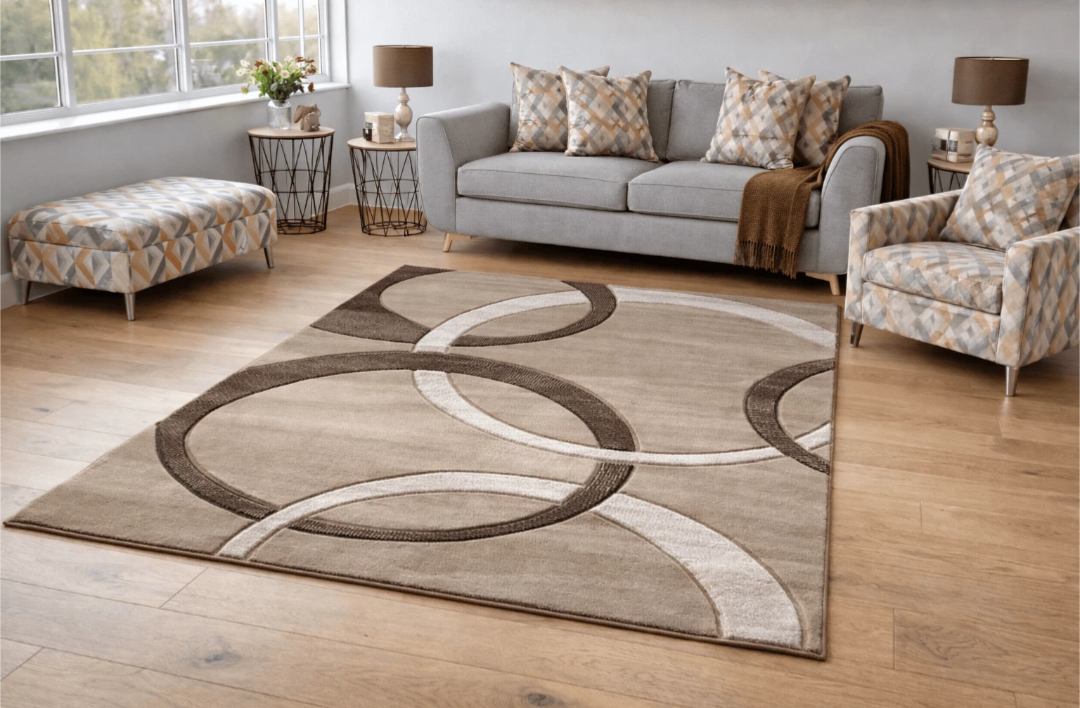 Modern Silver Rings Rug