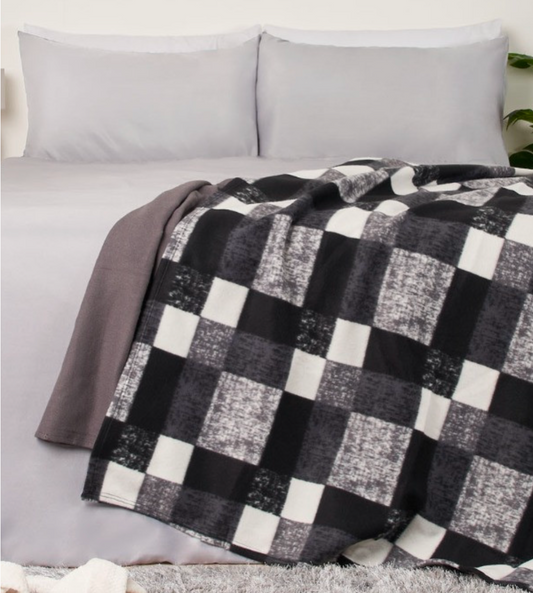 Extra Large Tartan Check Fleece Throw